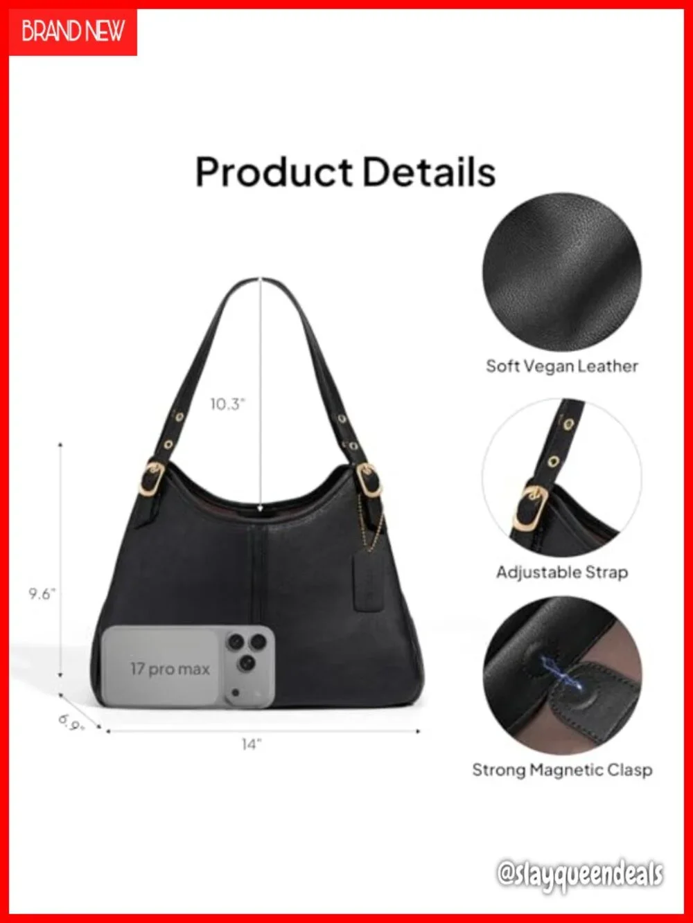 Vintage Hobo Handbag Women Soft Faux Leather Slouchy Crescent Shoulder Bag